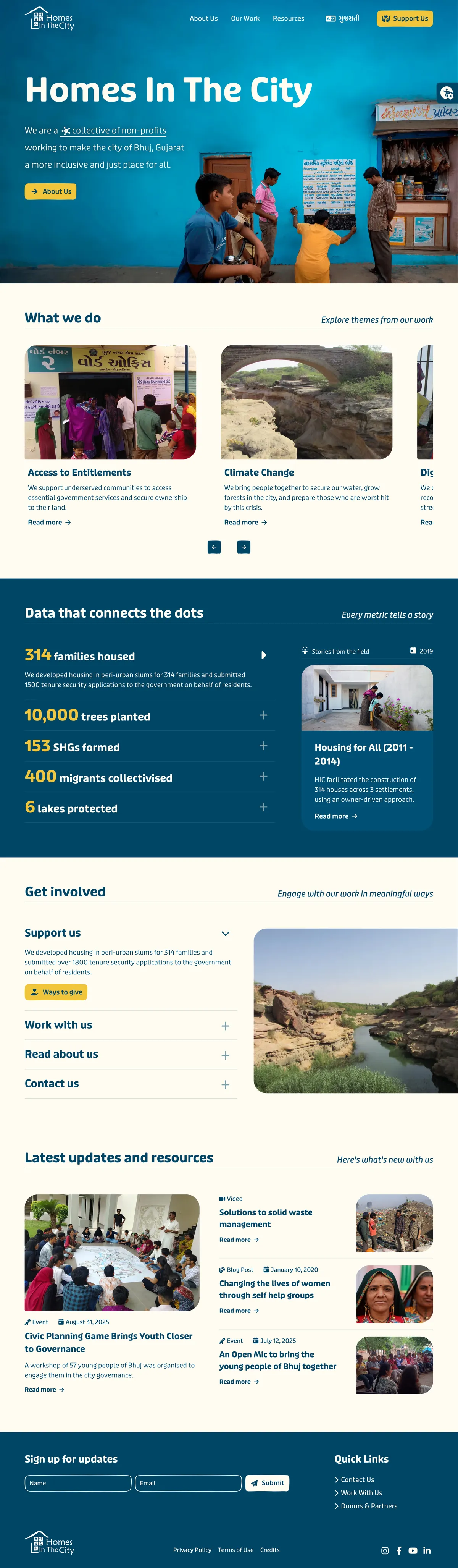 Screenshot of the home page